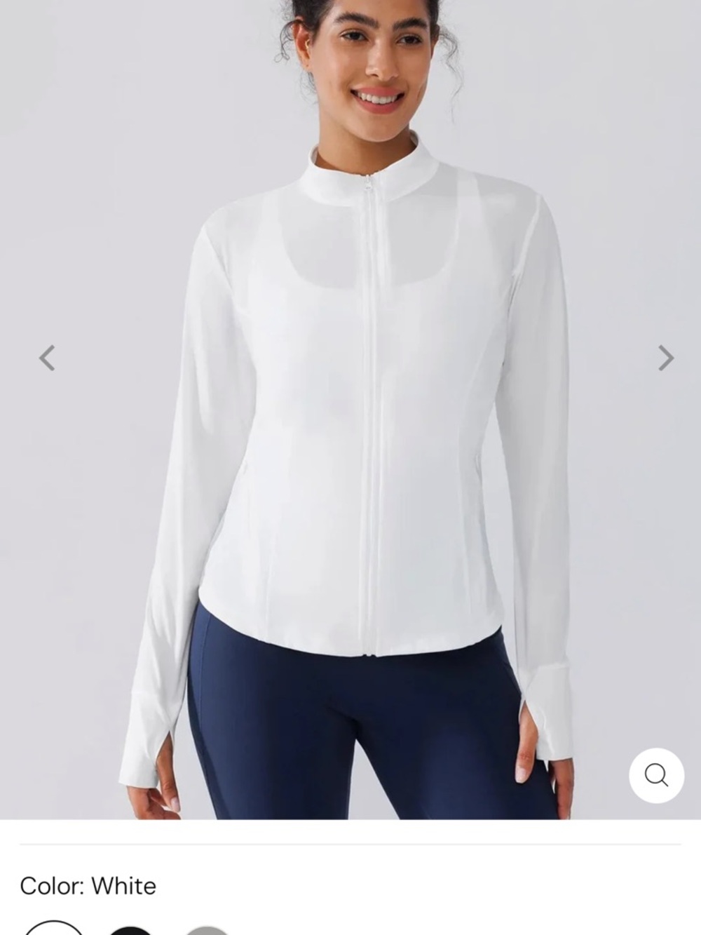 Women's White Lightweight Zip-Front Jacket
